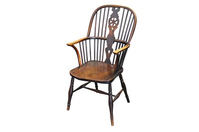 Lot 421 - A 19th century Thames Valley wheel back Windsor armchair