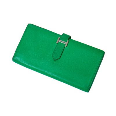 Lot 260 - Hermes Bamboo Green Epsom Bearn Bi-Fold Wallet