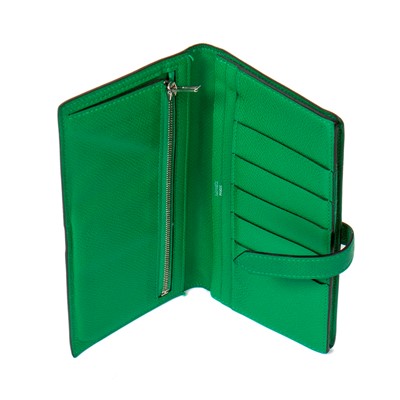 Lot 260 - Hermes Bamboo Green Epsom Bearn Bi-Fold Wallet