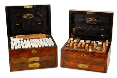 Lot 125 - TWO LATE 19TH CENTURY ENGLISH HOMEOPATHIC APOTHECARY BOXES