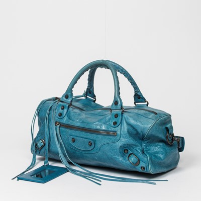 Lot 225 - Balenciaga Turquoise Blue Leather Twiggy Bag