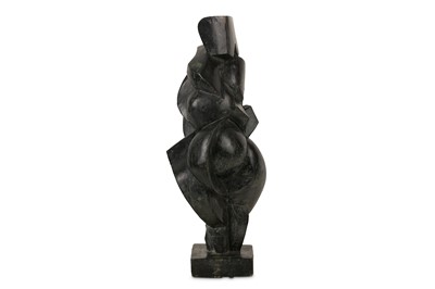 Lot 114 - KIM JAMES (BRITISH, D. 2011): AN ABSTRACT BRONZE OF A COUPLE EMBRACING