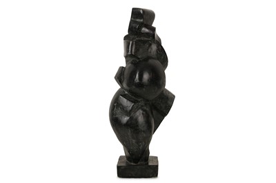 Lot 114 - KIM JAMES (BRITISH, D. 2011): AN ABSTRACT BRONZE OF A COUPLE EMBRACING