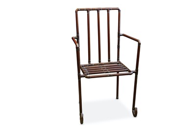 Lot 369 - A 20TH CENTURY INDUSTRIAL STYLE ARM CHAIR FORMED OF COPPER PIPING