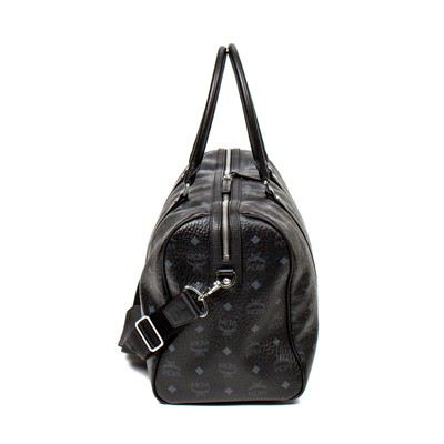 MCM Essential Boston In Monogram Leather in Black