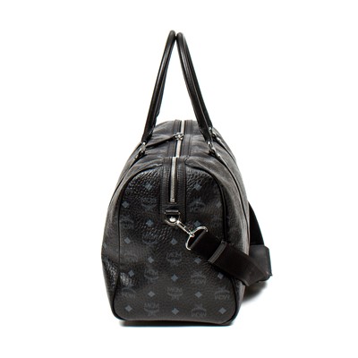Lot 371 - MCM Monogram Black Leather Large Boston Bag