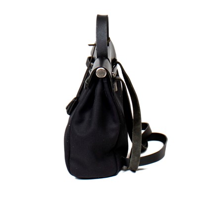 Lot 331 - Hermes Black Canvas and Leather Herbag Backpack PM