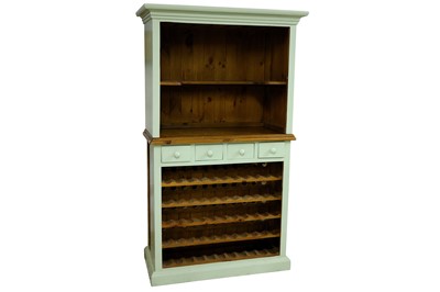 Lot 426 - A contemporary rustic green painted pine bar unit