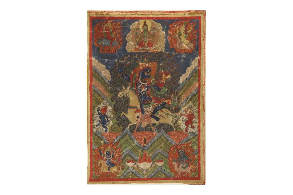 Lot 445 - A MONGOLIAN THANGKA OF PALDEN LHAMO.