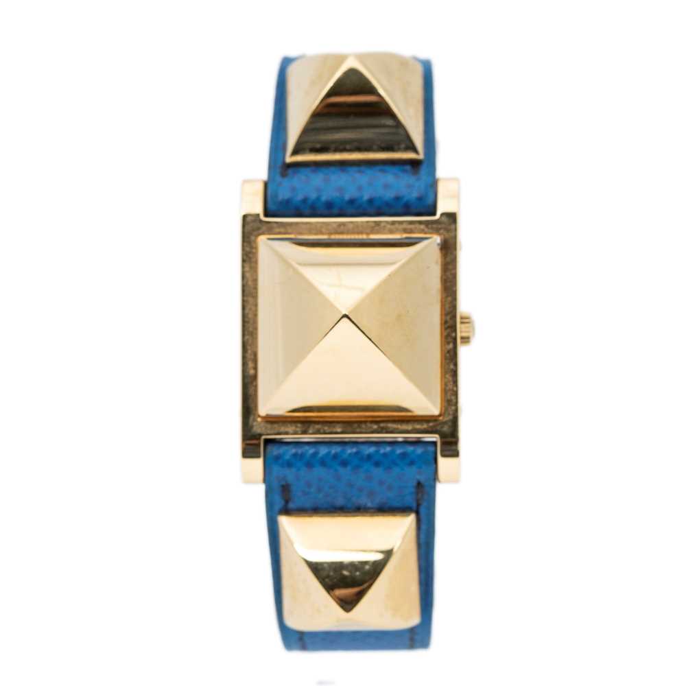 Lot 234 - Hermes Blue Epsom Medor Watch