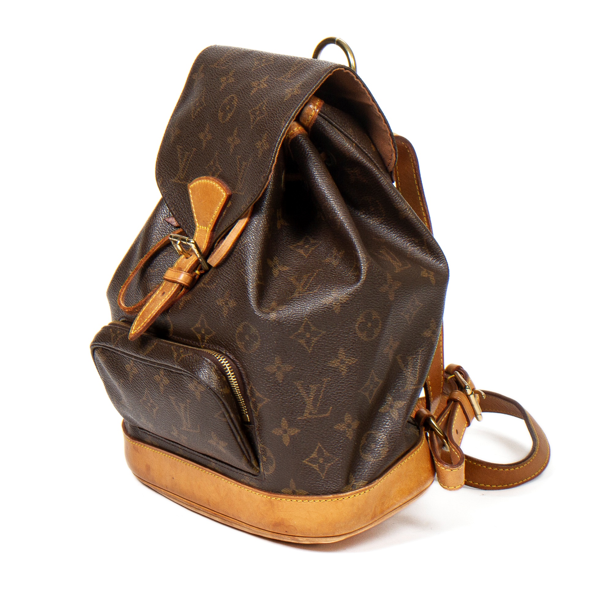 Sold at Auction: AUTHENTIC LOUIS VUITTON MONTSOURIS MM MONOGRAM CANVAS,  LEATHER BACKPACK STYLE
