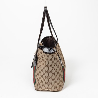 Gucci Beige GG Canvas and Patent Leather Medium Jolie Charm Tote