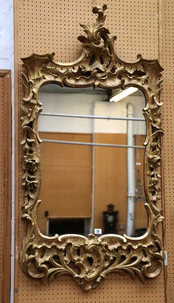 Lot 32 - An antique rectangular mirror, with an...