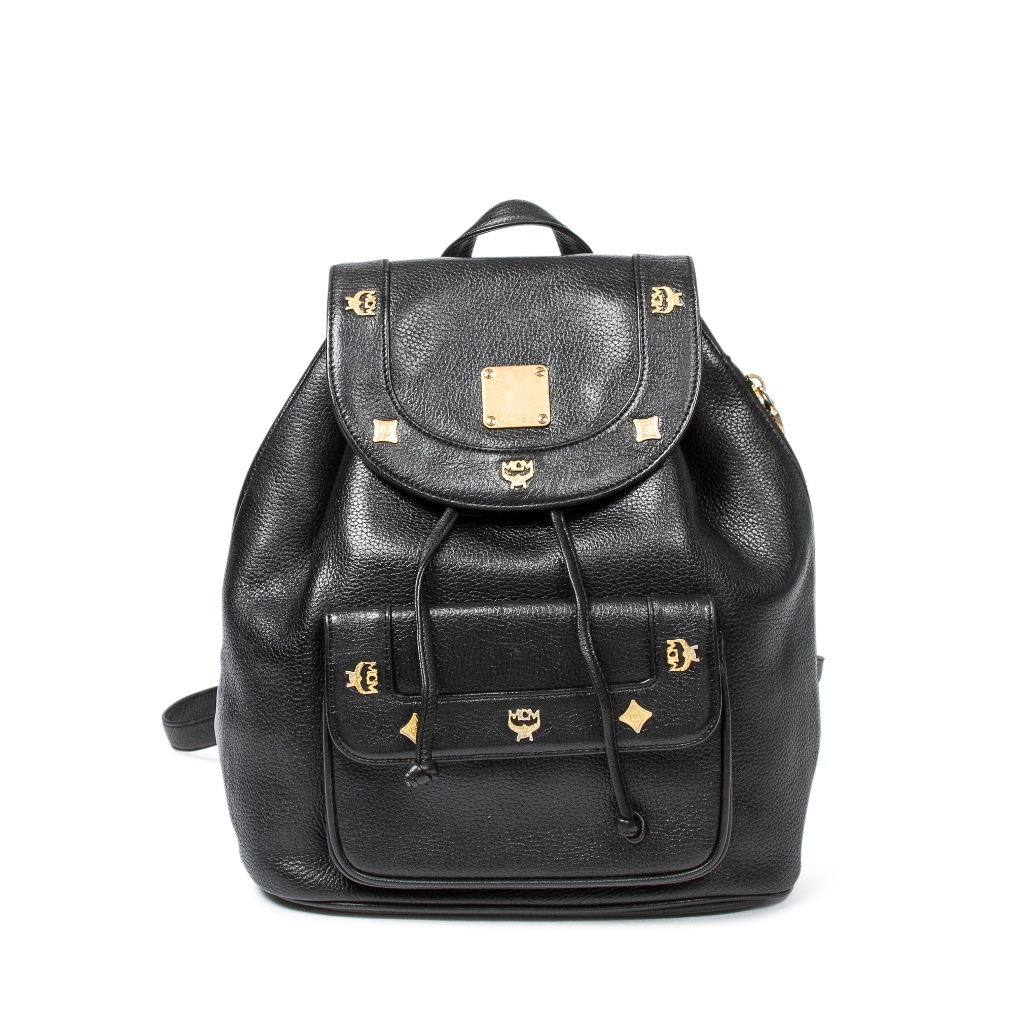 Lot 318 - MCM Black Leather Backpack