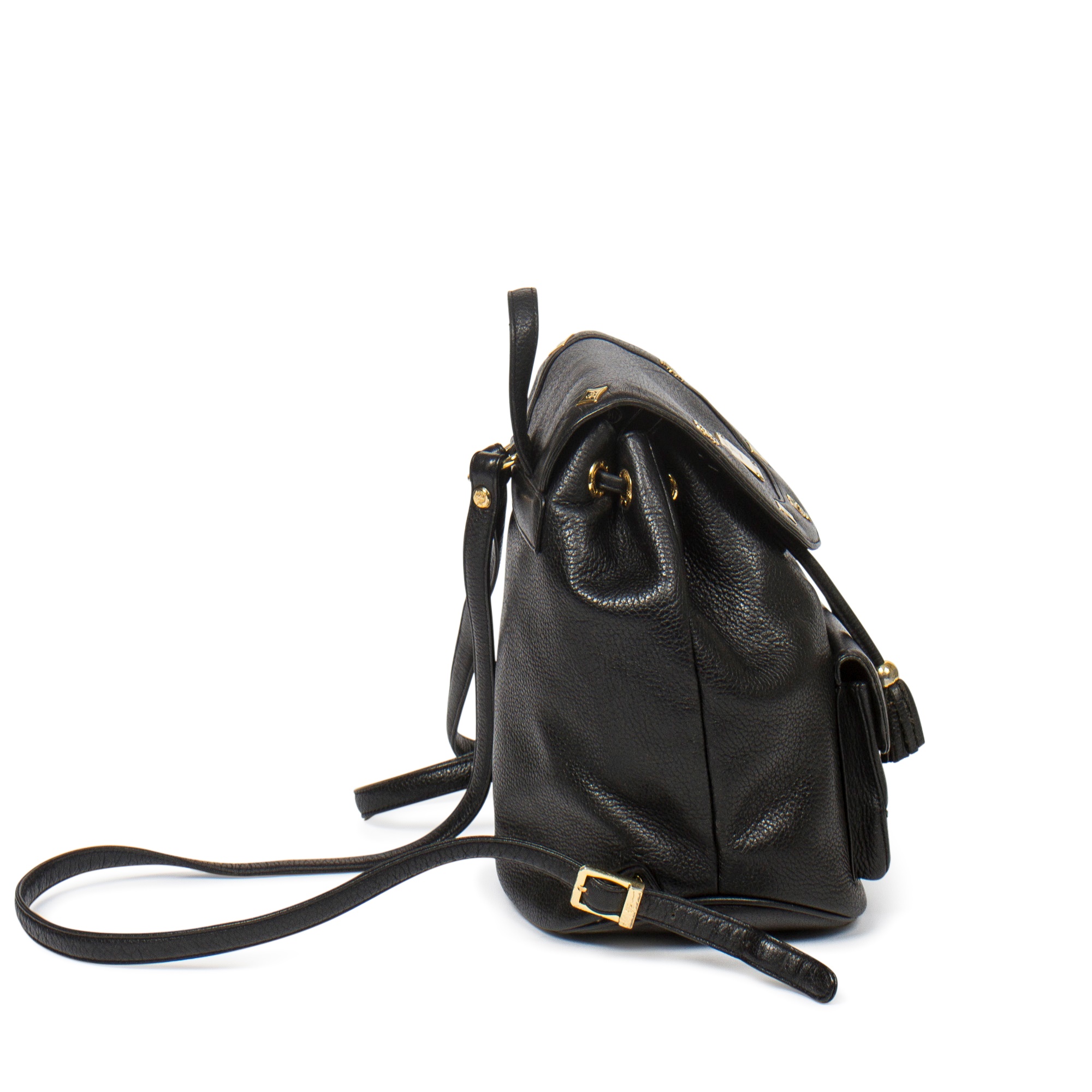 Lot 321 - MCM Black Leather Backpack