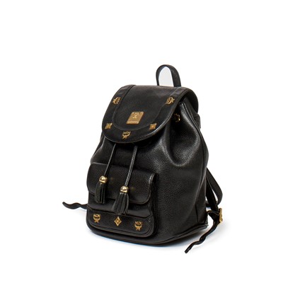 Lot 321 - MCM Black Leather Backpack