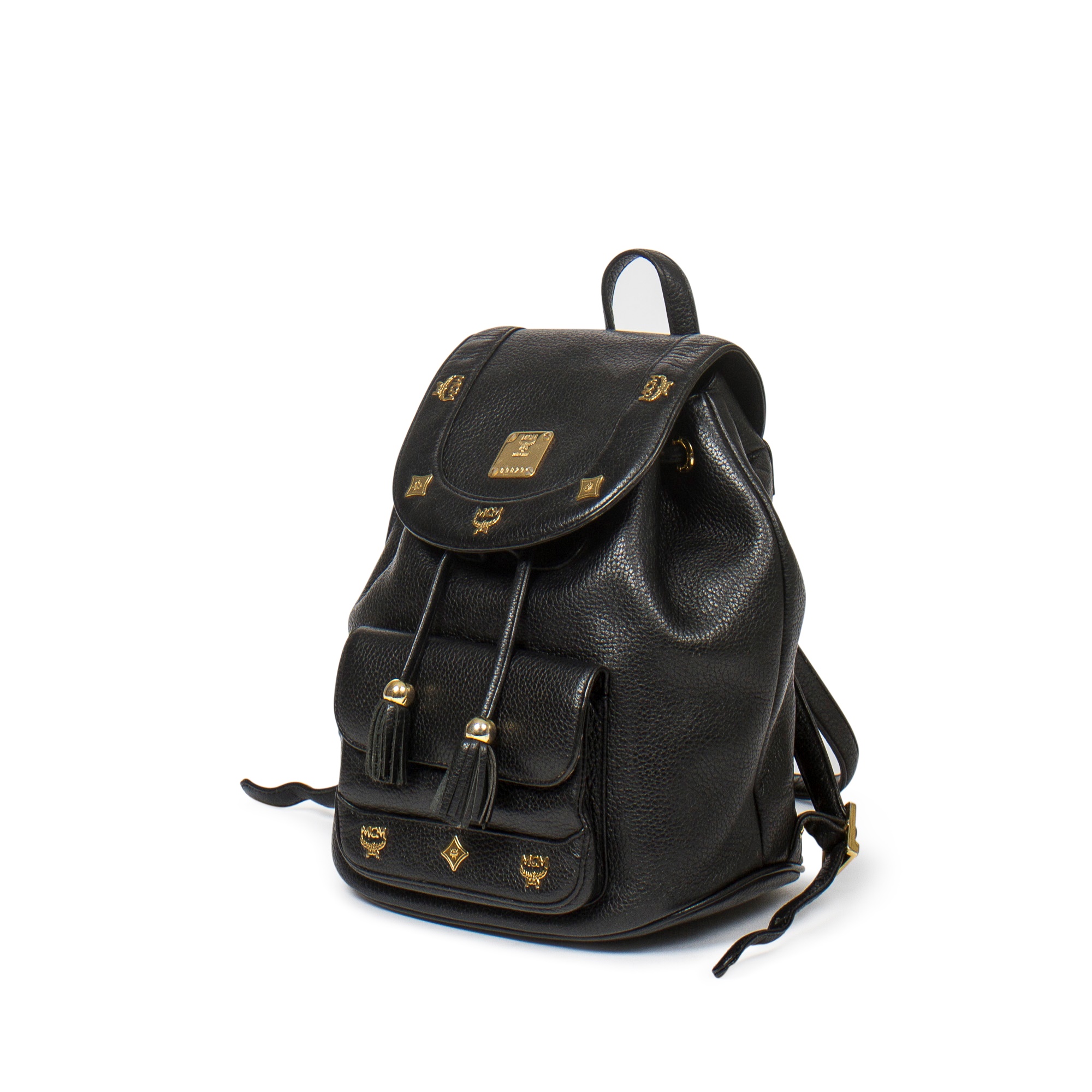 Lot 321 MCM Black Leather Backpack