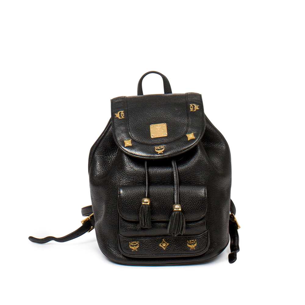 Lot 321 - MCM Black Leather Backpack