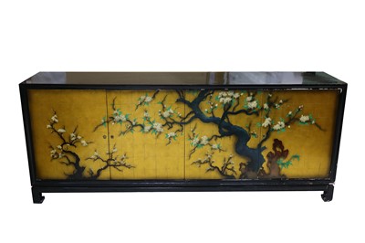 Lot 16 - A circa 1970's Japanese inspired black lacquered sideboard
