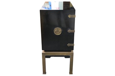 Lot 17 - A circa 1970's Japanese inspired black lacquered drinks cabinet