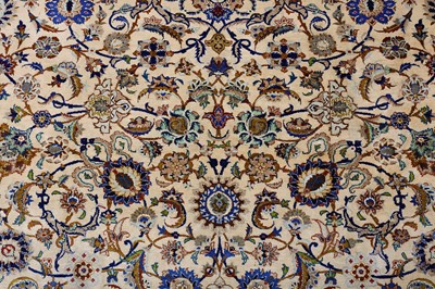 Lot 63 - AN EXTREMELY FINE SILK KASHAN RUG, CENTRAL PERSIA