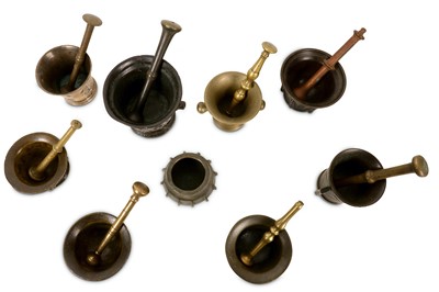 Lot 164 - A COLLECTION OF NINE 16TH CENTURY AND LATER BRONZE AND BELL METAL MORTARS