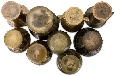 Lot 164 - A COLLECTION OF NINE 16TH CENTURY AND LATER BRONZE AND BELL METAL MORTARS