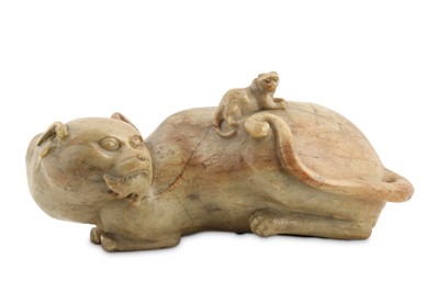 Lot 162 - A CHINESE SOAPSTONE ‘CAT’ GROUP.