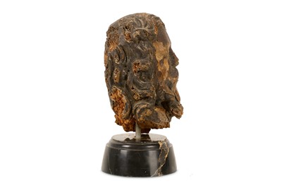 Lot 21 - A 15TH / 16TH CENTURY GERMAN CARVED LIMEWOOD HEAD OF CHRIST