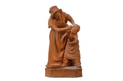 Lot 193 - 'YOU DIRTY BOY!' A 19TH CENTURY TERRACOTTA FIGURAL GROUP AFTER GIOVANNI FOCARDI FOR PEARS SOAP