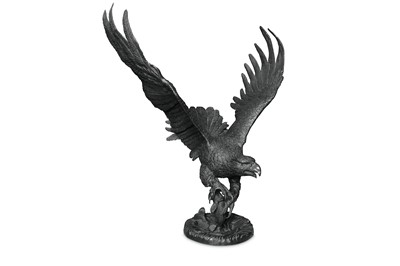 Lot 50 - A MONUMENTAL BRONZED METAL FIGURE OF AN EAGLE IN FLIGHT