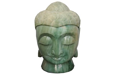 Lot 599 - A large Chinese carved jade Buddha head