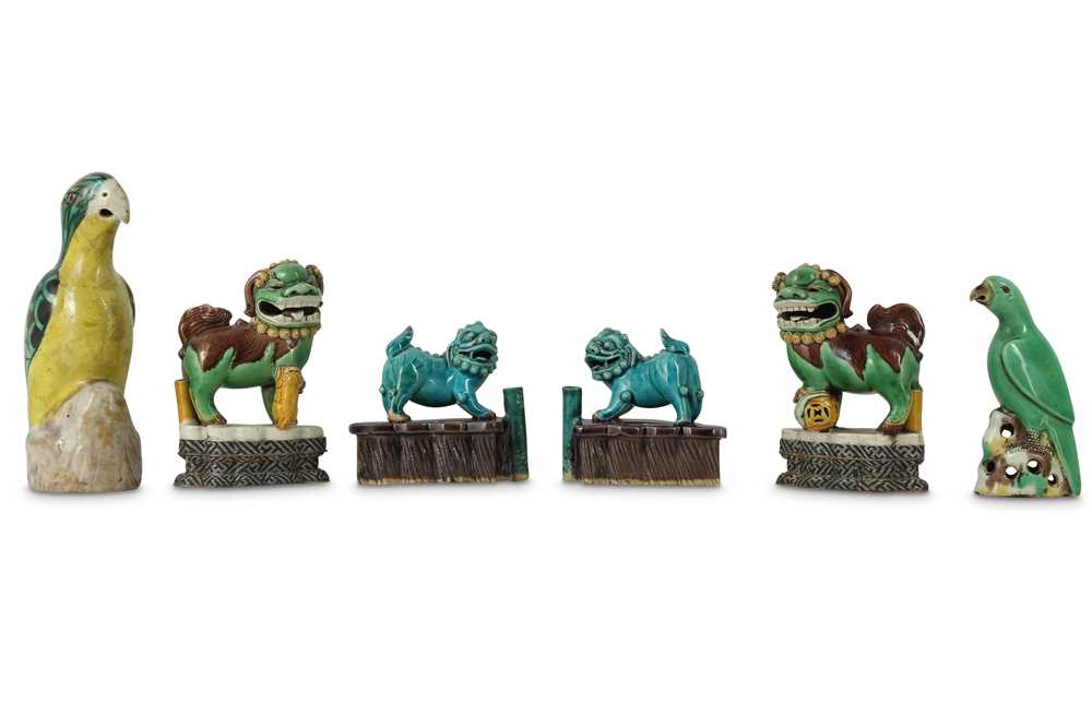 Lot 299 - A GROUP OF SIX CHINESE POTTERY ANIMALS.