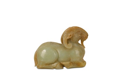 Lot 40 - A CHINESE PALE CELADON JADE CARVING OF A RAM.