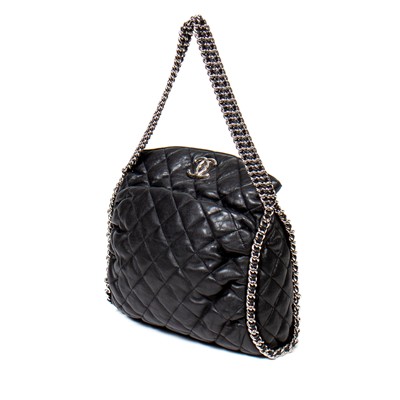 Lot 351 - Chanel Black Quilted Leather Shoulder Bag