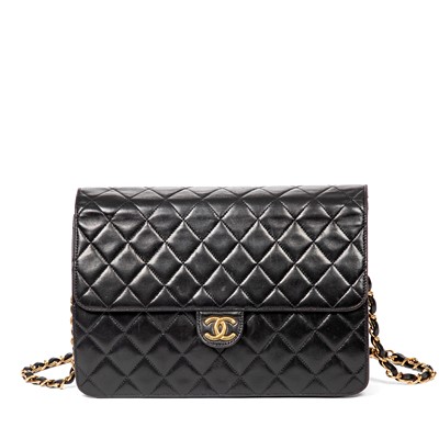 Lot 290 - Chanel Vintage Black Flap Bag