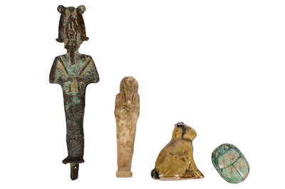 Lot 248 - A small Egyptian bronze figure of Osiris, of...