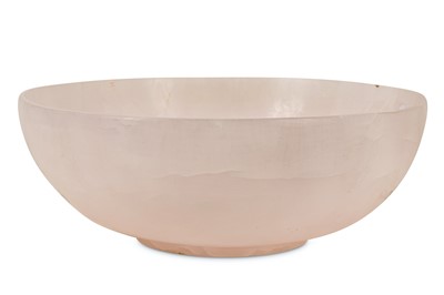 Lot 54 - A LARGE AND IMPRESSIVE CARVED PINK MANGANO CALCITE BOWL