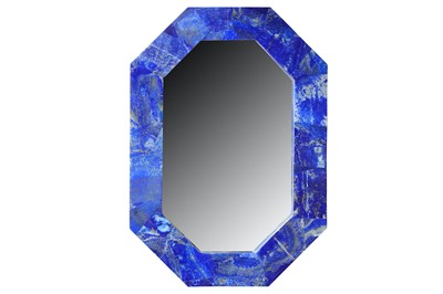 Lot 30 - A contemporary lapis lazuli veneered wall mirror