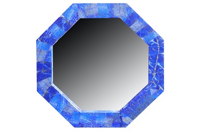 Lot 32 - A contemporary octagonal lapis lazuli veneered wall mirror