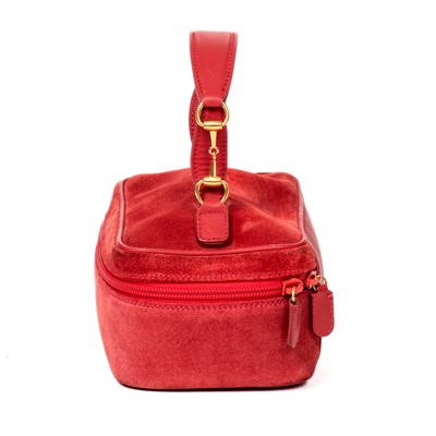 Lot 11 - Gucci Red Suede Horsebit Cosmetic Case