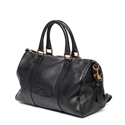 Lot 356 - Chanel Black Logo Boston Bag