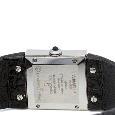 Lot 357 - Chanel Black Crocodile Matelasse Watch