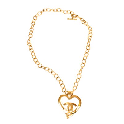 Lot 295 - Chanel Large Heart Logo Pendant Necklace