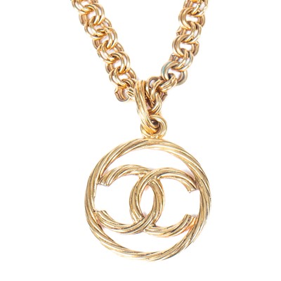 Lot 303 - Chanel Twisted Logo Pendant Necklace