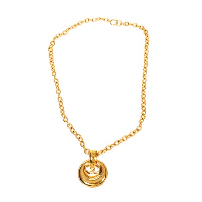 Lot 308 - Chanel Large Round Logo Pendant Necklace