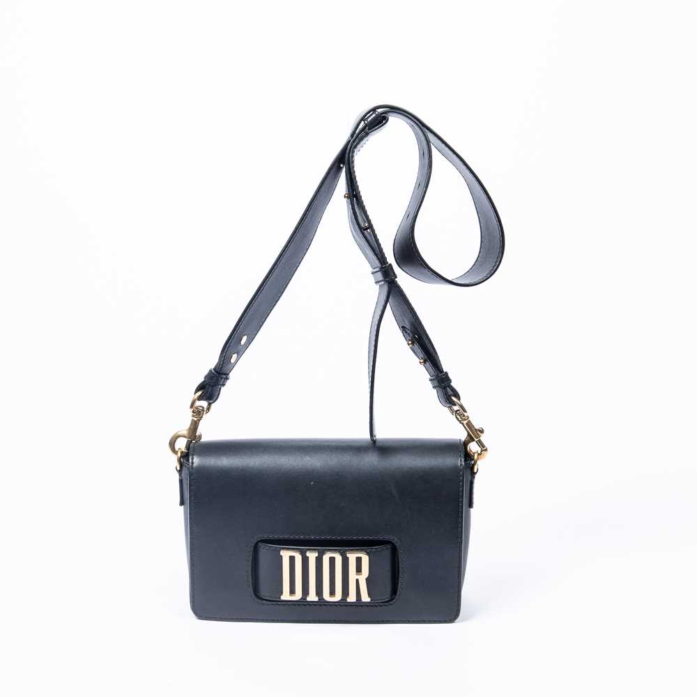 Lot 292 - Christian Dior Black Logo Flap Bag