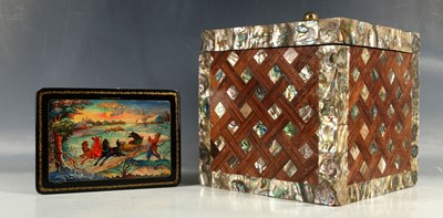 Lot 272 - A signed Russian papier maché box, the top...