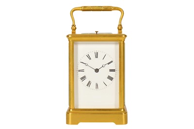 Lot 222 - A late 19th century French carriage clock with push repeater by Henri Jacot of Paris