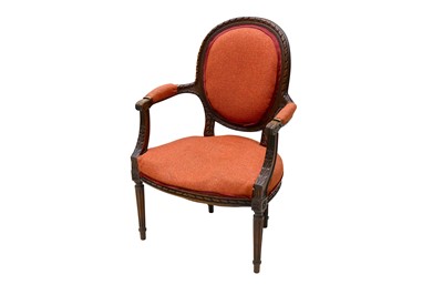 Lot 395 - A 19th Century Louis XVI style walnut fauteuil armchair